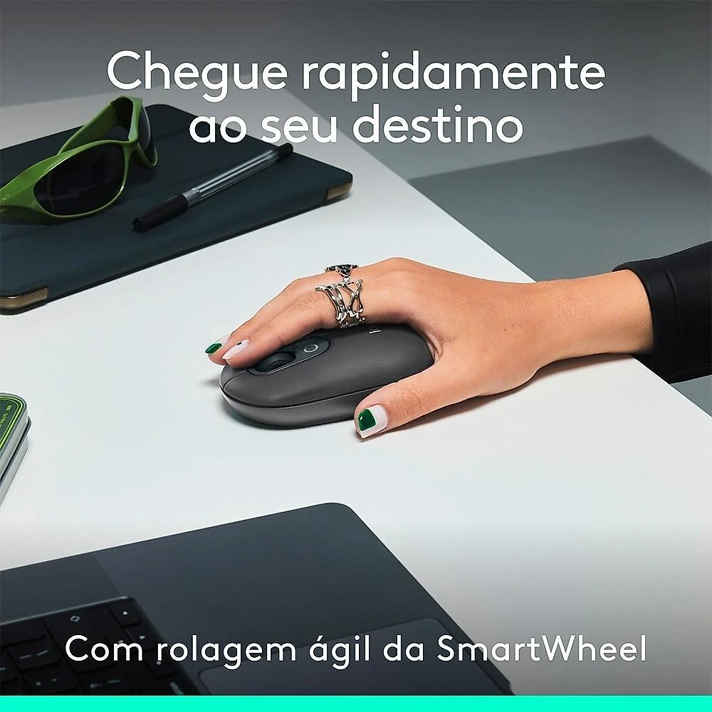 Kit Teclado e Mouse Sem Fio Logitech POP Icon com Teclas e Botões Personalizáveis, Silencioso, Bluetooth, Grafite - 920-013056