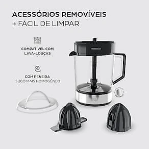 Espremedor de Frutas Wap WJ1200 1,2L 40W Automático Rotação Alternada Preto e Cinza 110V