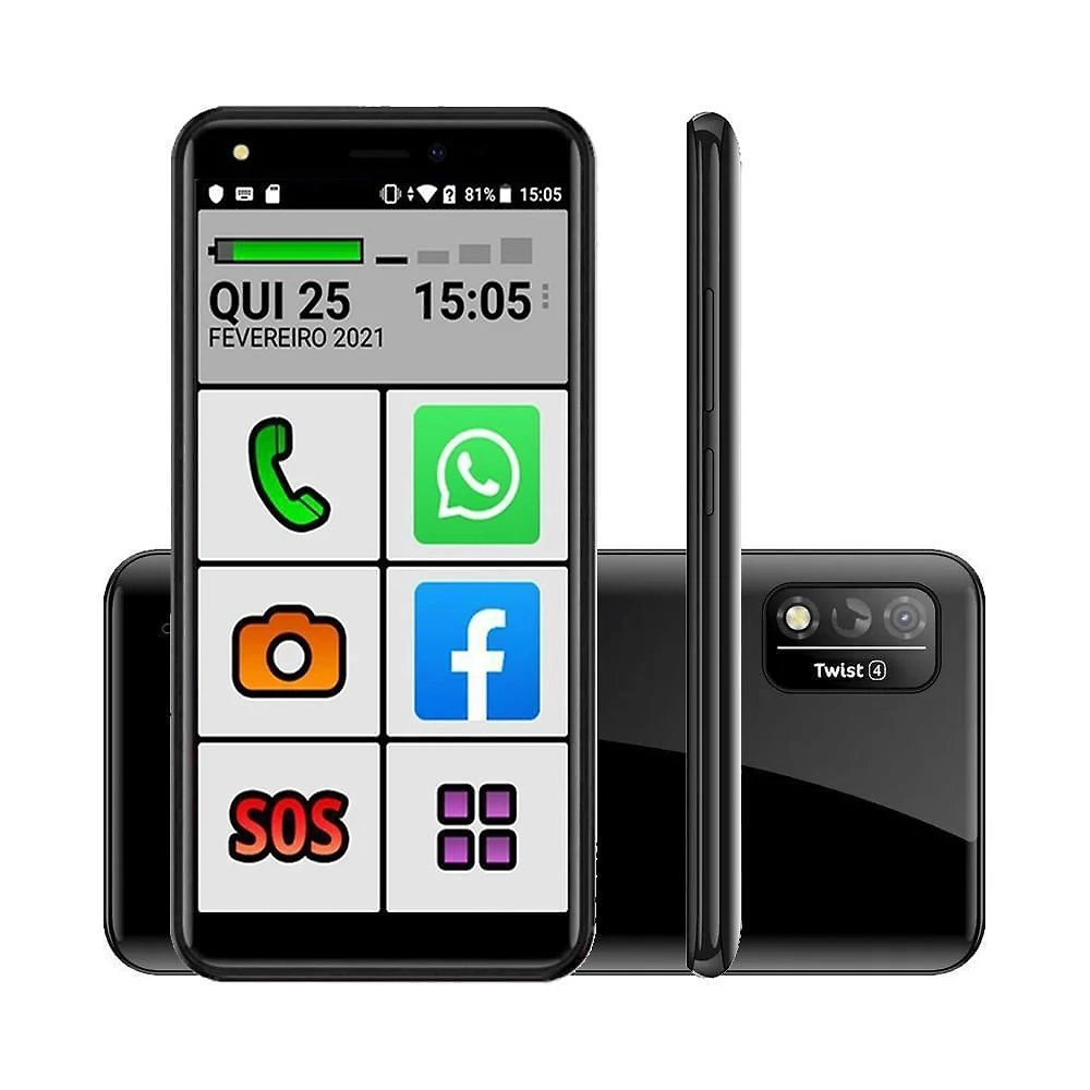 Miniatura Celular do Idoso Positivo 64GB 5.5 Android 10 Go Edition