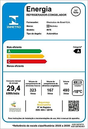 Geladeira Electrolux IB7S Frost Free Inverse Efficient AutoSense Look 490L Inox 110V