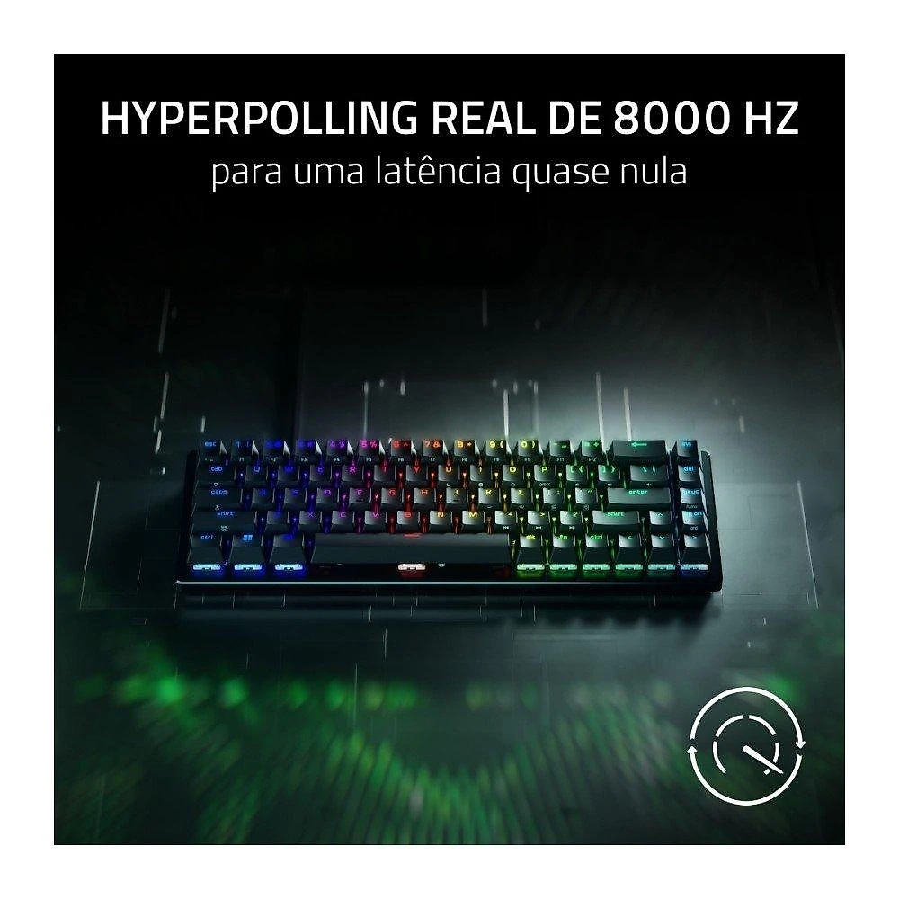 Teclado Magnético Gamer Razer Huntsman V3 HE Mini 65%, 8KHz, Rapid Trigger, USB-C, RGB, Preto - RZ03-05930200