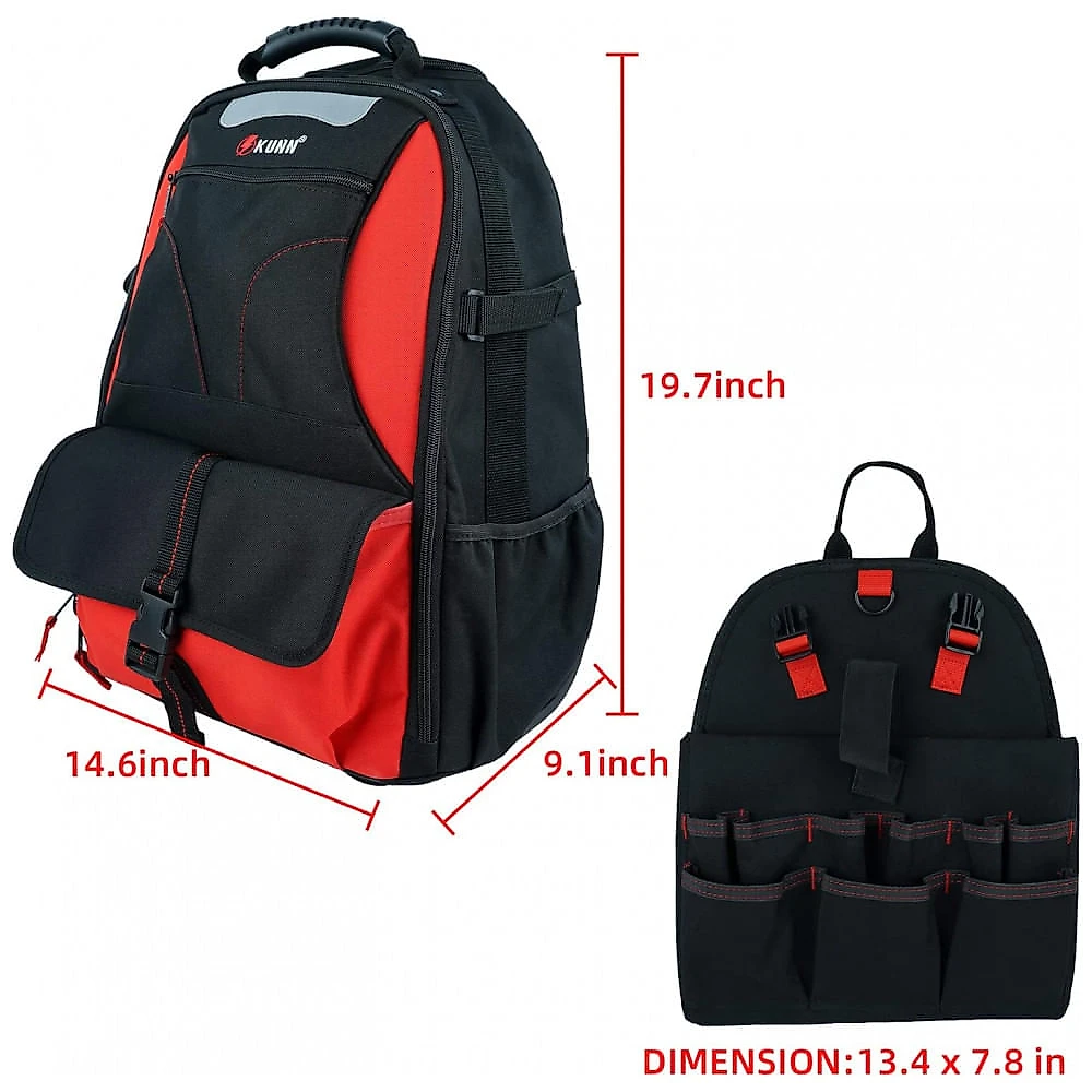 Bolsa de Ferramentas Organizadora com Rodas e Compartimentos, KUNN, Vermelho