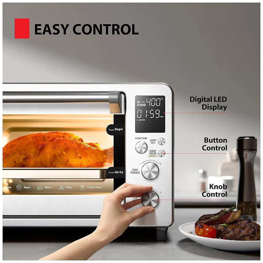 Forno Elétrico 12 em 1 em Aço Inoxidável, com Tela LED e Capacidade de 25L, 110V 1500W, TOSHIBA, Prata 110v