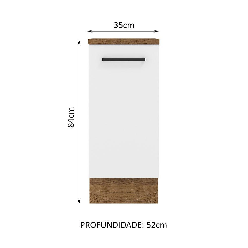 Balcão armário de cozinha 35 cm 1 porta rustic/branco agata madesa