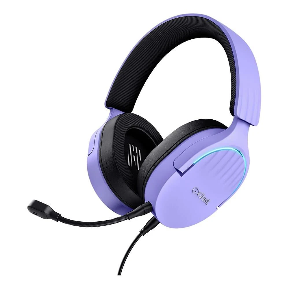 Headset Gamer GXTrust 490P Fayzo, Iluminação LED, Microfone Destacável, Cancelamento de Ruído, Roxo - 25303