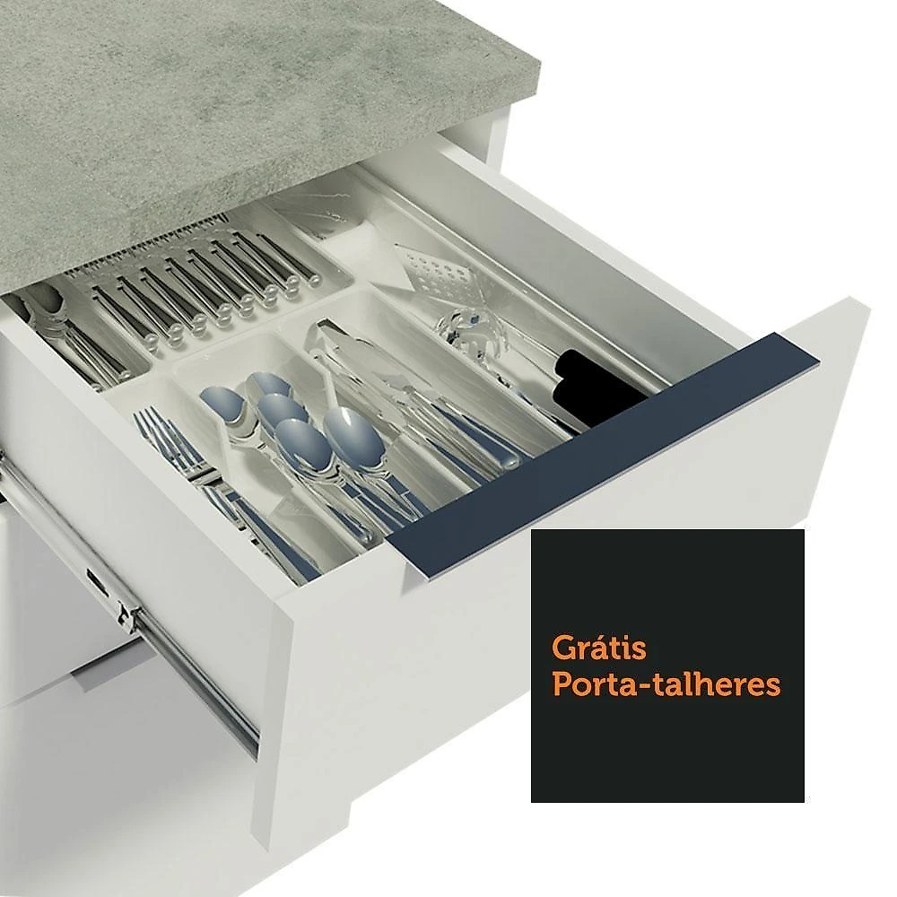 Armário De Cozinha Completa 330cm Branco Stella Madesa 04 Branco