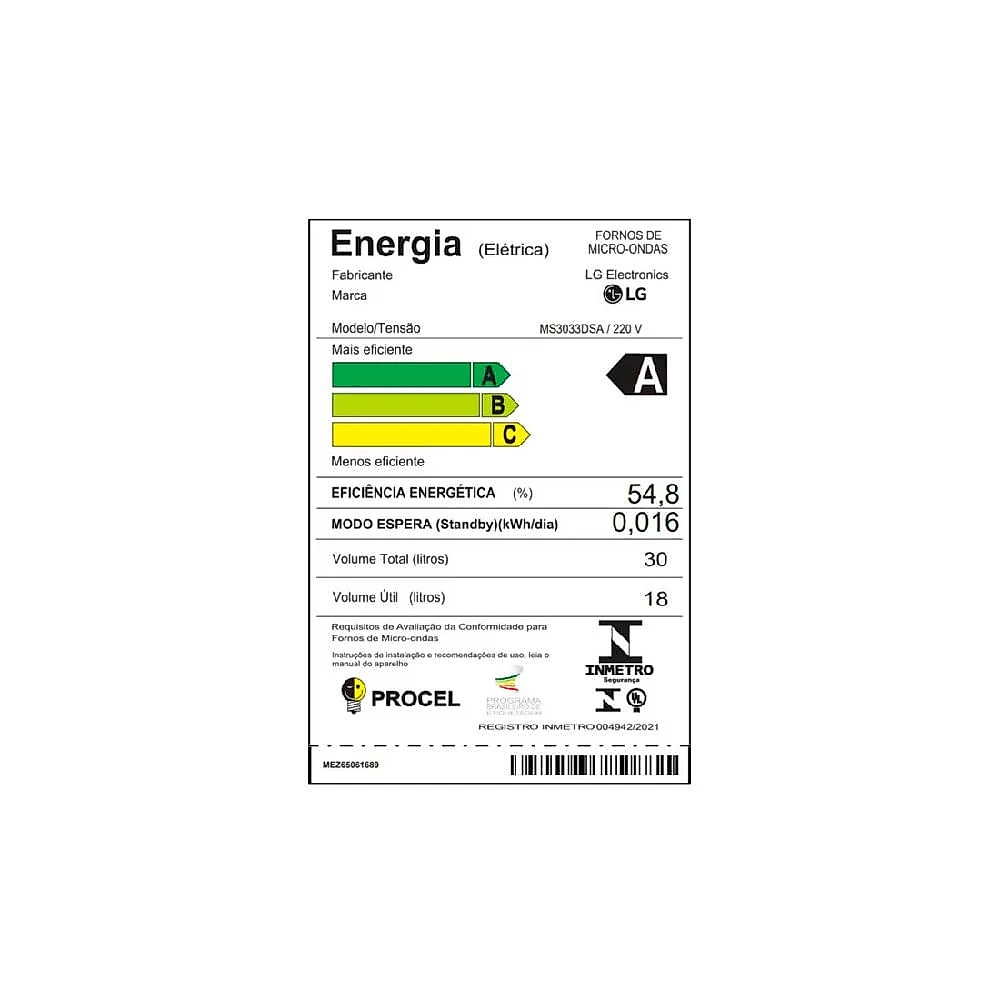 Micro-ondas LG NeoChef 30 litros, Limpa Fácil, MS3033 Preto - 110V