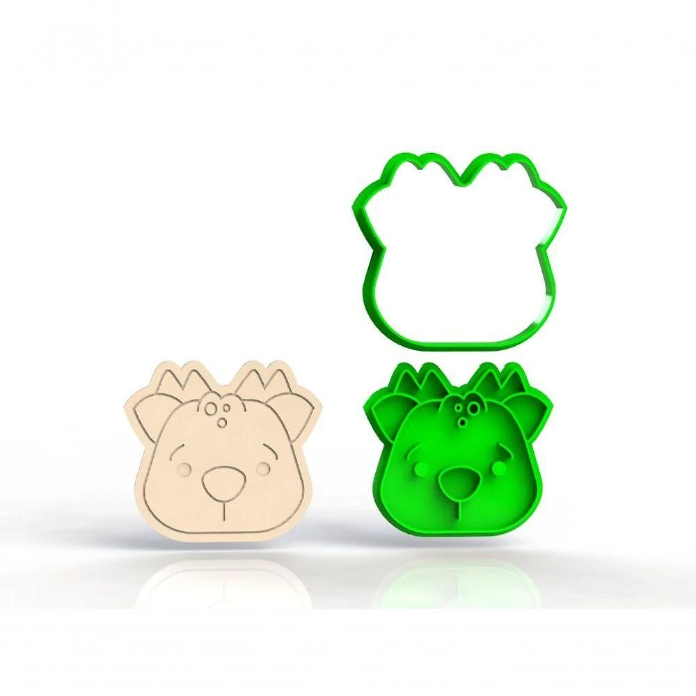 Cortador de Biscoito Rena Cute Plástico PLA 6CM Corta e Marca HB Formas e Cortadores