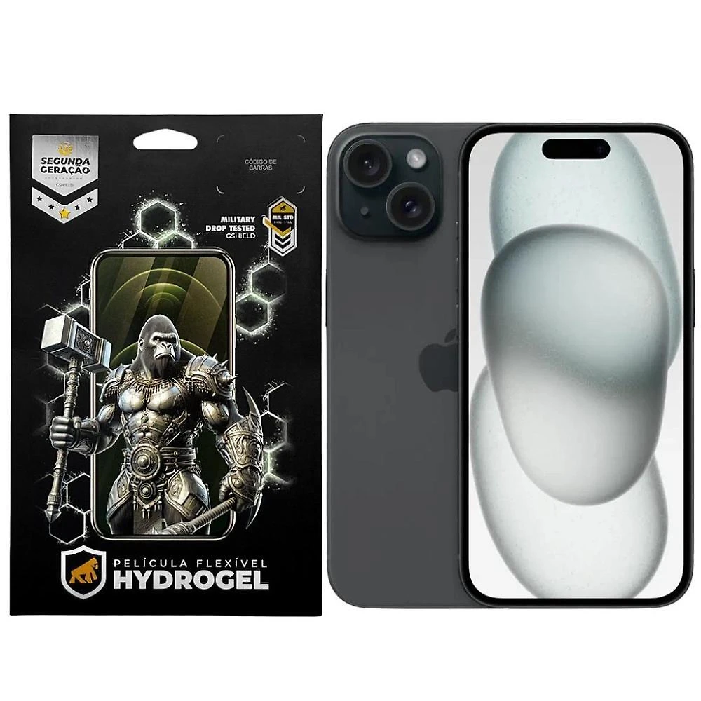 Película para Celular Gshield para Iphone 15 Proteção Completa Hydrogel HD Transparente 1 Unidade