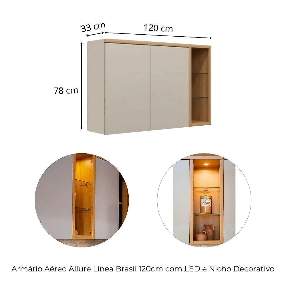 Cozinha Modulada Allure Linea Brasil 6 Peças Mdf A01m5 Jequitiba/gris Fosco