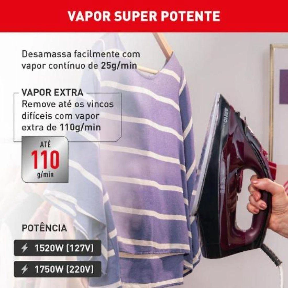 Ferro A Vapor Ultragliss Base Durilium Airglide 1520w Vinho