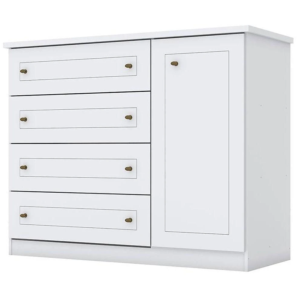 Quarto De Bebê Americano 6 Portas Com Berço Americano Unique Branco Soft Eco Wood - Matic - Henn E Colchão Ortobom