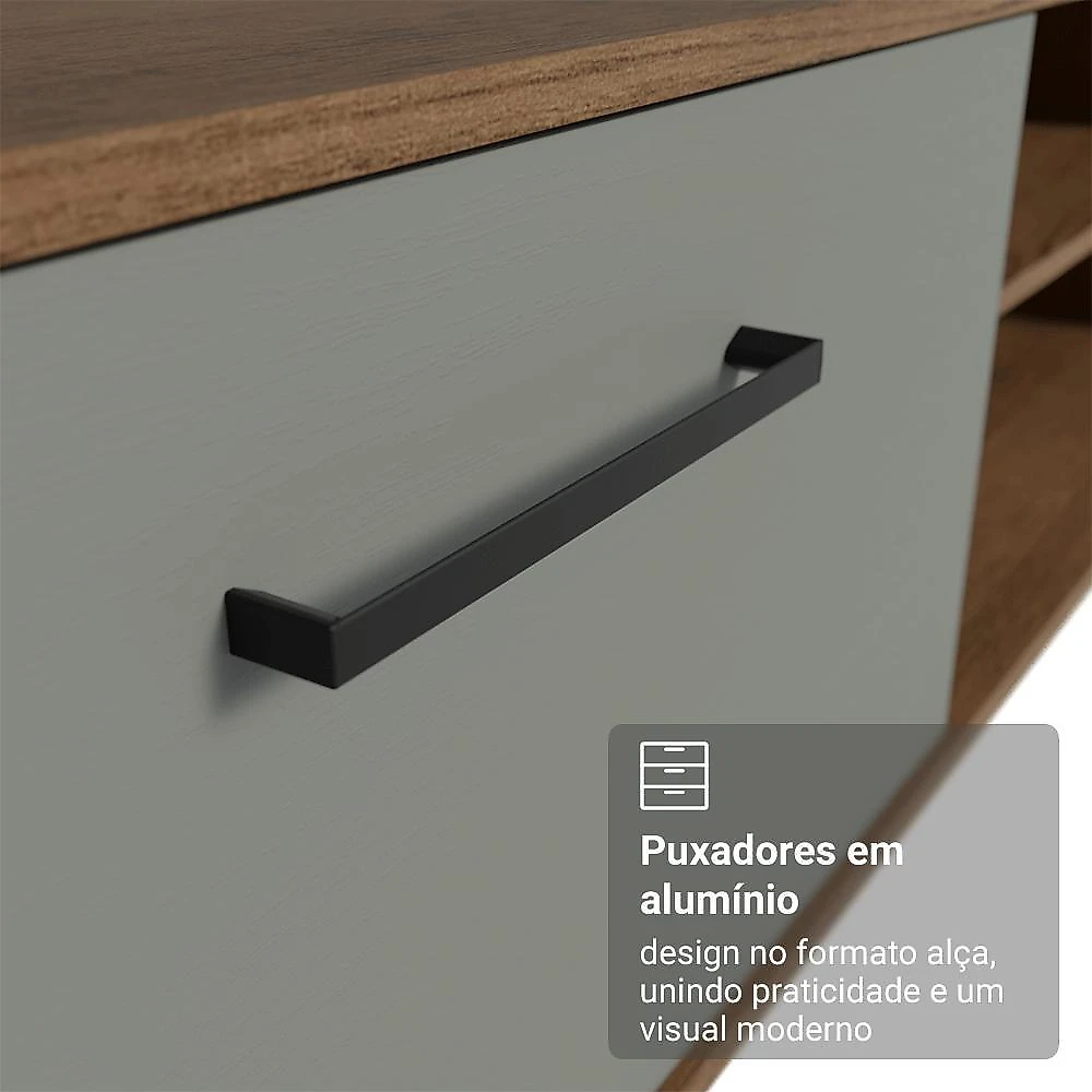 Rack para tv até 80 polegadas 218 cm 2 portas rustic/cinza agata madesa