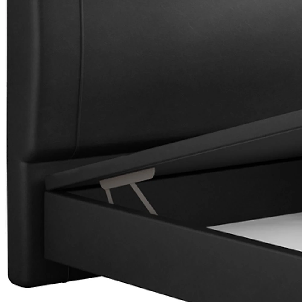 Cama Casal Baú Flutuante Com Cabeceira 140cm Spazio S04 Couríssimo Preto - Lyam Decor
