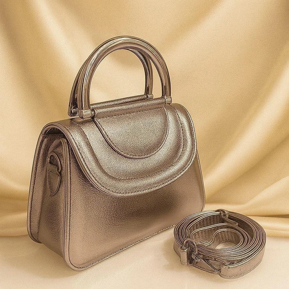 Bolsa Feminina OEM Julia Elegante com Alca de Ferragem Plastico e Alca Transversal Grafite