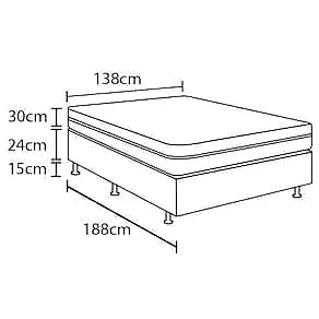 Cama Box de Casal Biflex Turquia com Molas Ensacadas e Pillow Inn 69x138x188cm - Branco/Grafite