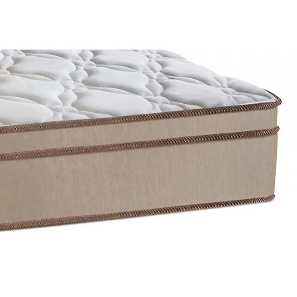 Cama Box com Colchão Solteiro Suede Black Euro Pillow Molas Bonnel Tecido Malha Bege Colchões Castor