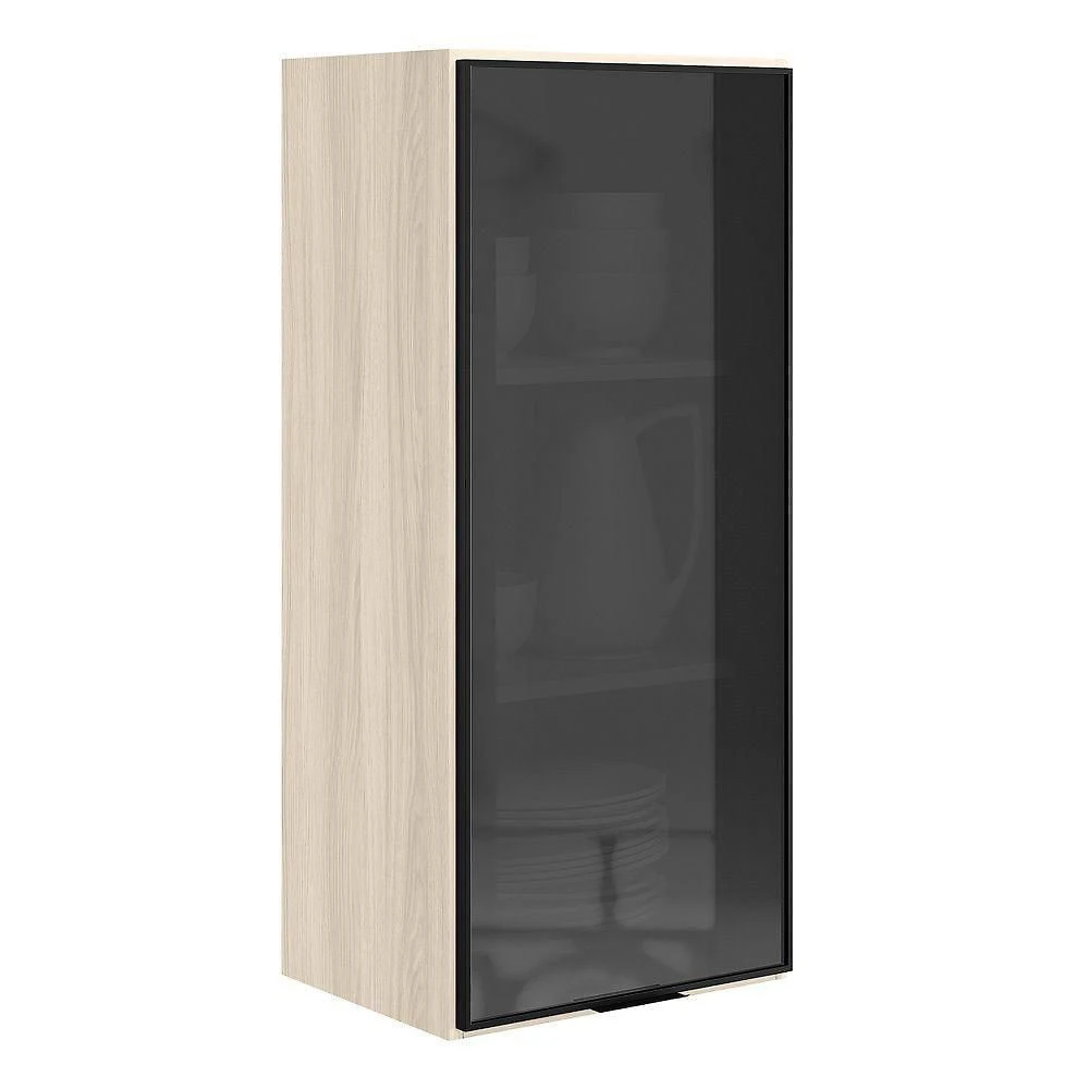 Armário Aéreo Kali Premium 40CM 1 Porta MDP com Vidro Branco Nicioli Móveis