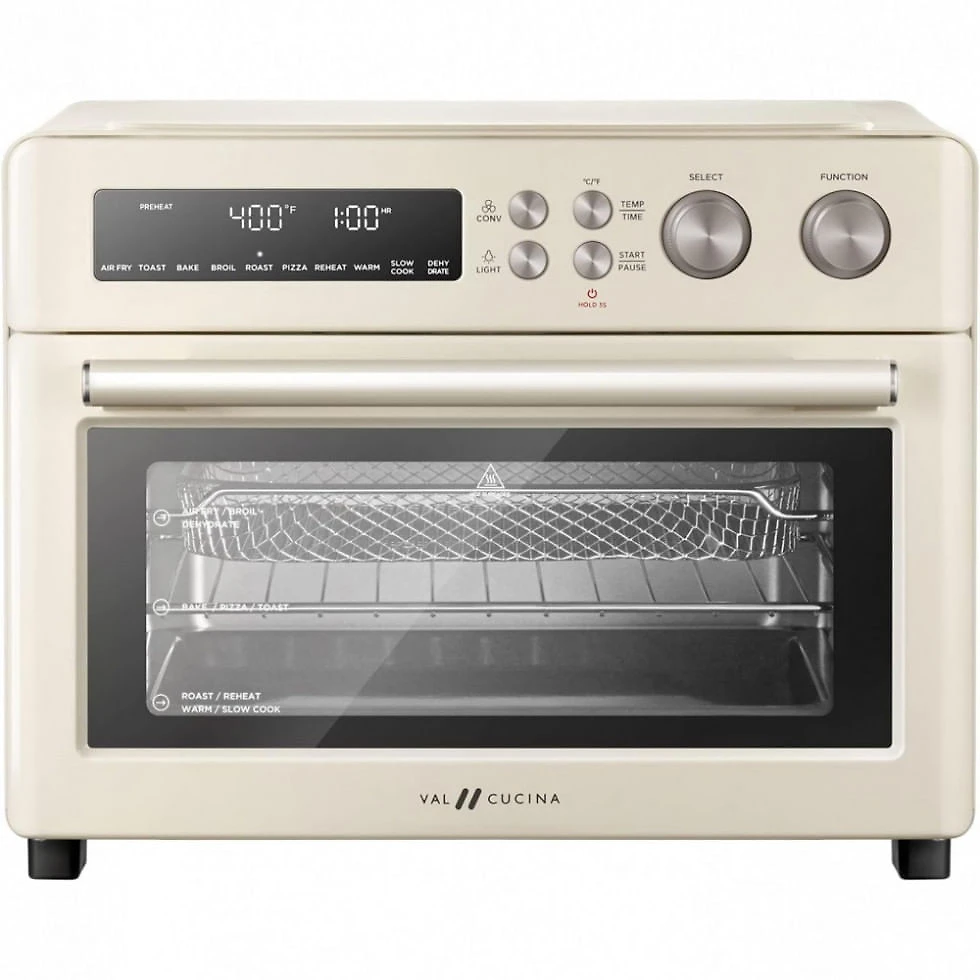 Forno Elétrico Retro 25 Litros 10 em 1 Multifuncional de Fácil Limpeza, 110V 1750W, Val Cucina, Creme