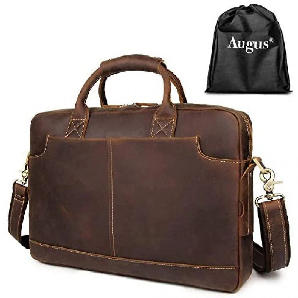 Augus BolsaPasta de Couro de Flor Integral para LaptopMascilino
