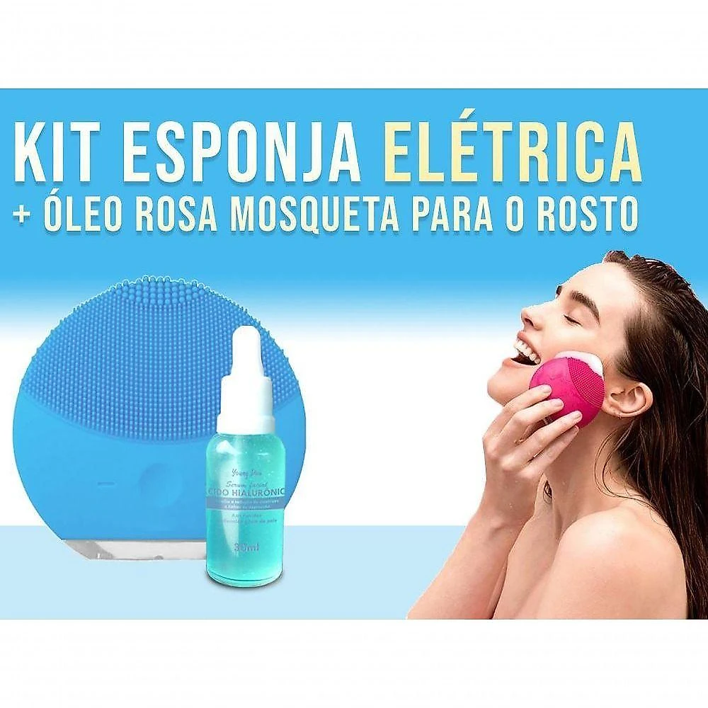 Kit Limpeza Automática - Esponja Elétrica + Ácido Hyalurônic