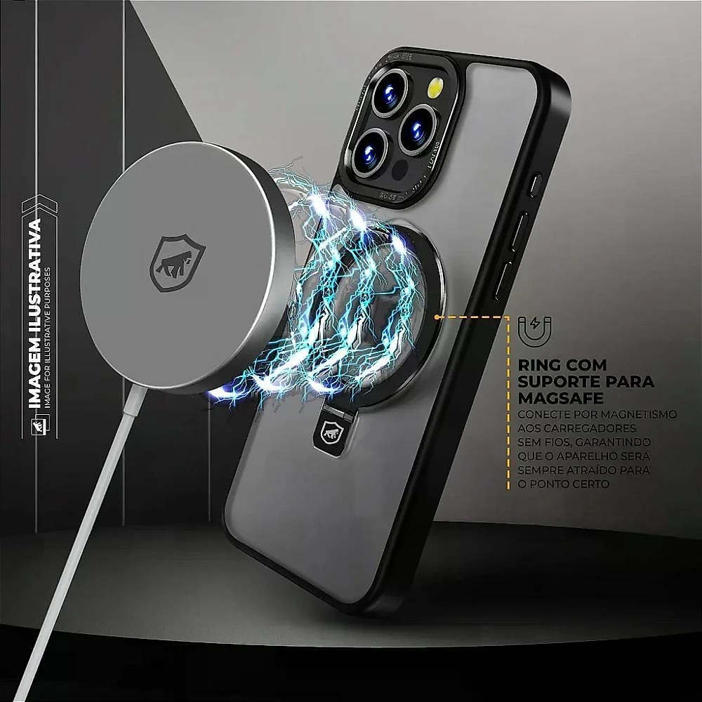 Capa para Iphone 16 Pro Max Gshield Dual Ring Pro com Anel Giratório 360° TPU e Policarbonato