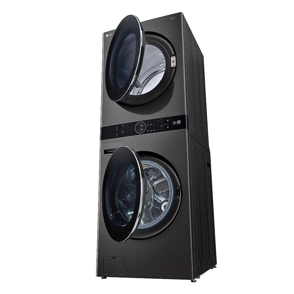 Lava e Seca Smart LG WashTower™ 17kg Aço Escovado Preto com Inteligência Artificial AIDD™ WK17BS6A 220V