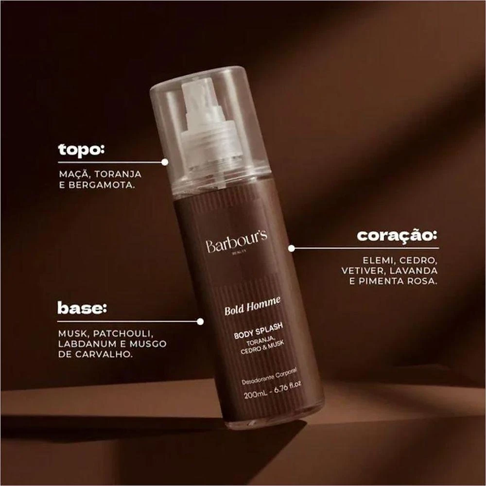 Body Splash Homme Bold Masculino Amadeirado Cítrico 200ML