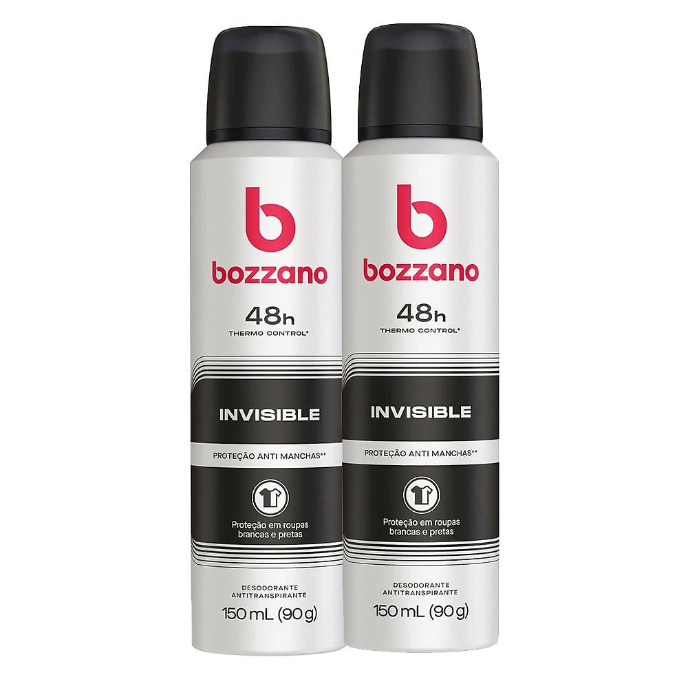 Desodorante Bozzano Invisible Aerosol Antitranspirante 48h 150ml | Kit com duas unidades