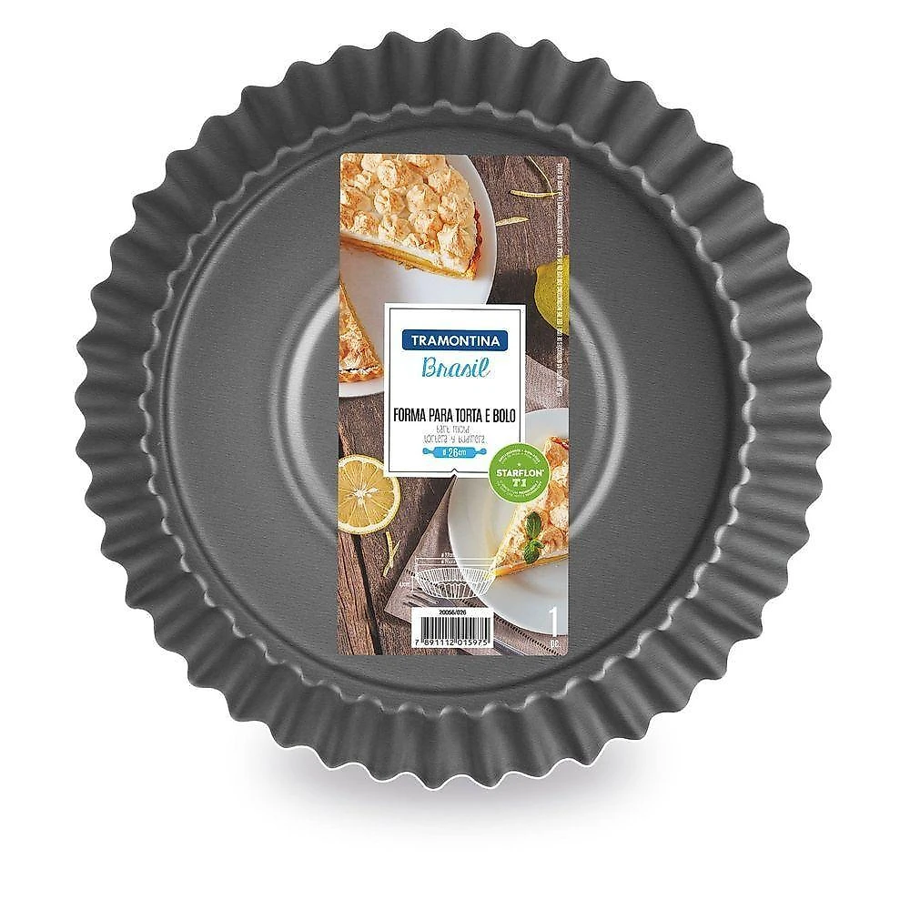 Forma Redonda Para Torta E Bolo Alumínio Antiaderente Starflon Grafite 26 Cm 1,8 L