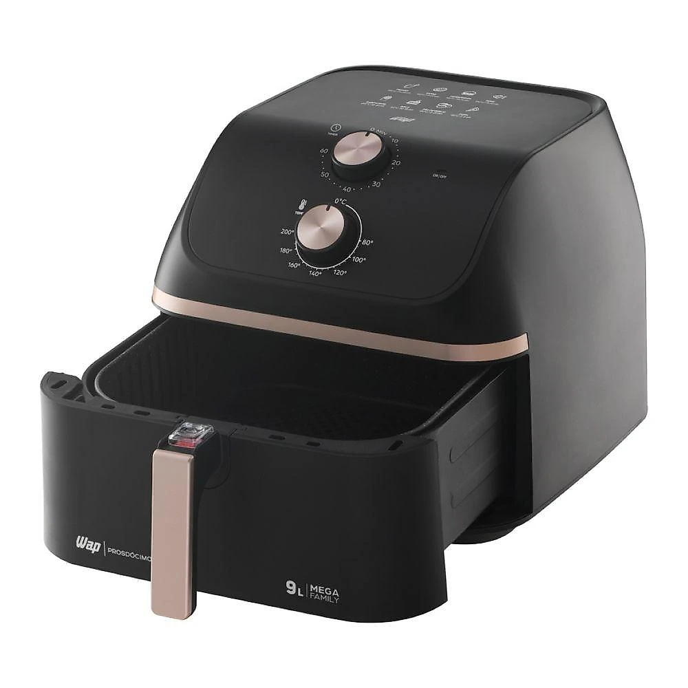 Fritadeira Elétrica Air Fryer WAP Mega 9L 1900W Antiaderente Preto 220V