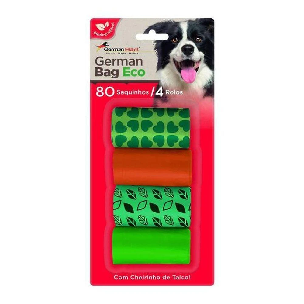 Refil de Saquinhos Higiênicos Germanhart Kit Cata Caca Bio Folhas para Pets 4 Rolos