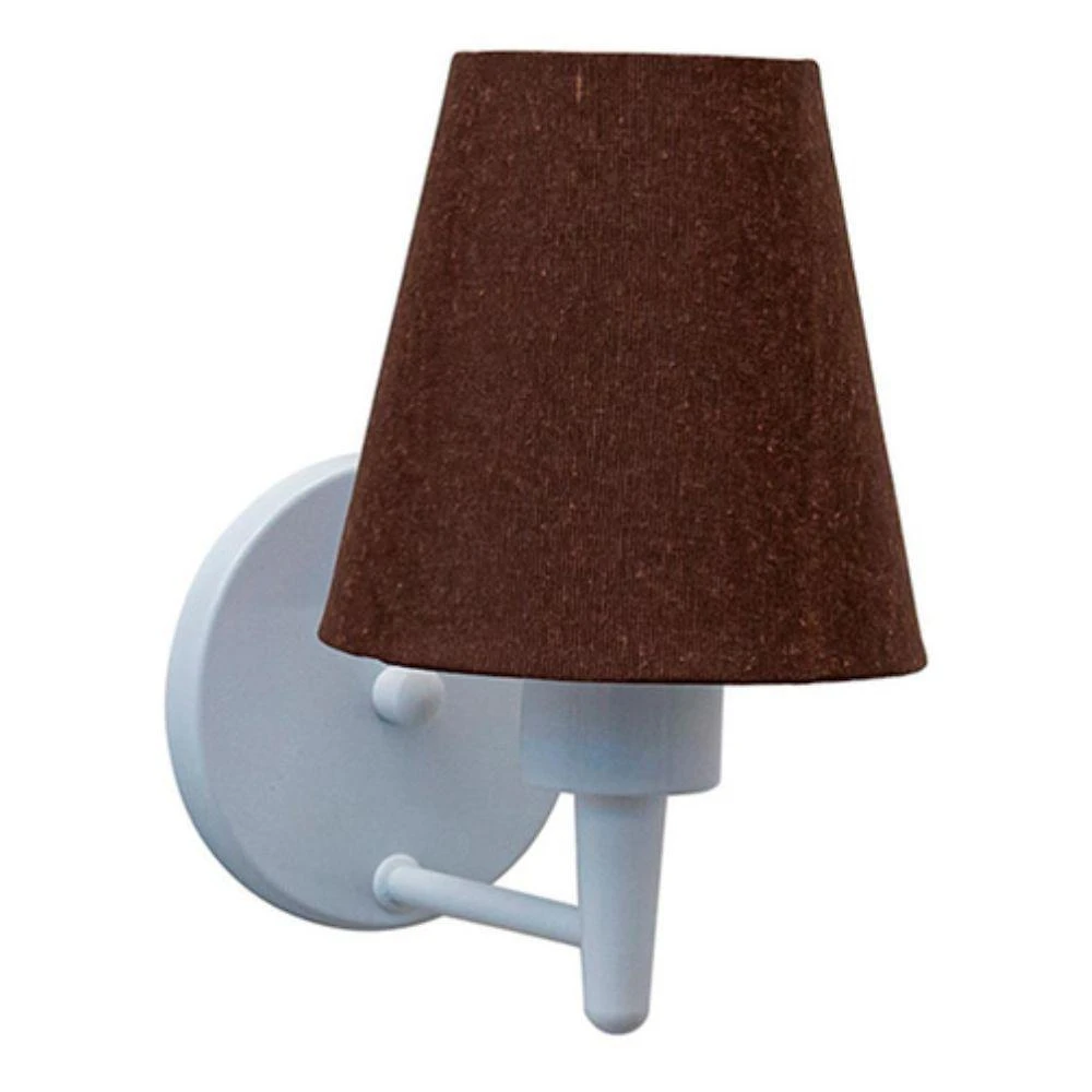 Arandela Cone Md-2004 Base Branco Cúpula Em Tecido 14-14x07cm Café - Bivolt