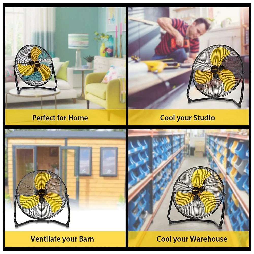Ventilador de Piso Industrial com 3 Velocidades Feito em Metal Resistente, 110V 100W, VENTISOL Preto