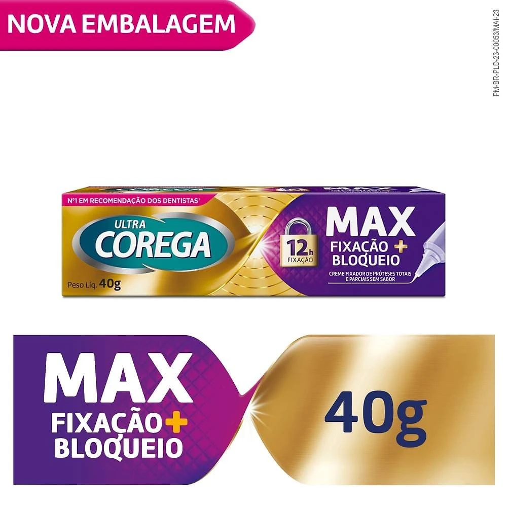 Miniatura Fixador De Dentadura Ultra Corega Creme Com Bico De Precisão Sem Sabor 40g