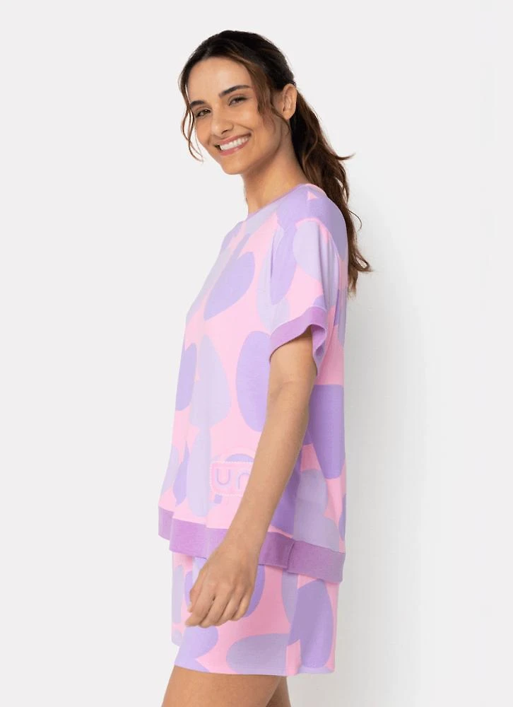 Pijama manga curta viscolyvra feminino coração