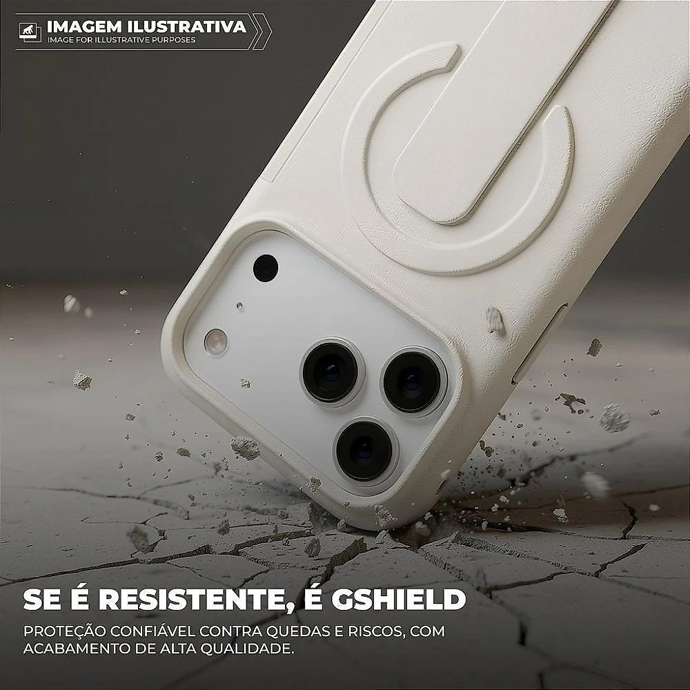 Capa Gshield Iphone 17 Pro Card Ring Compartimento Cartão Off White