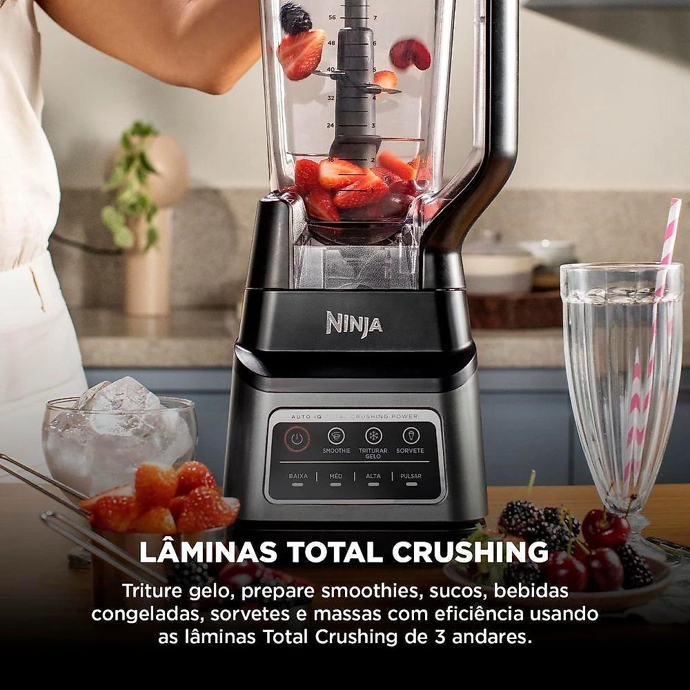 Liquidificador Ninja Total Crushing Auto-IQ 2,1L Tritan 3 Programas Automáticos Preto 110V