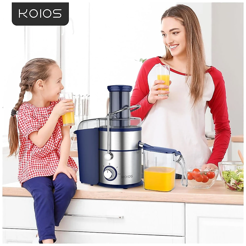 Espremedor de Frutas Centrífugo KOIOS 1300W, com Bocal Extra Largo de 7,62 cm, Motor de Cobre Puro, Filtro Titânio, Alta Eficiência de Sucos