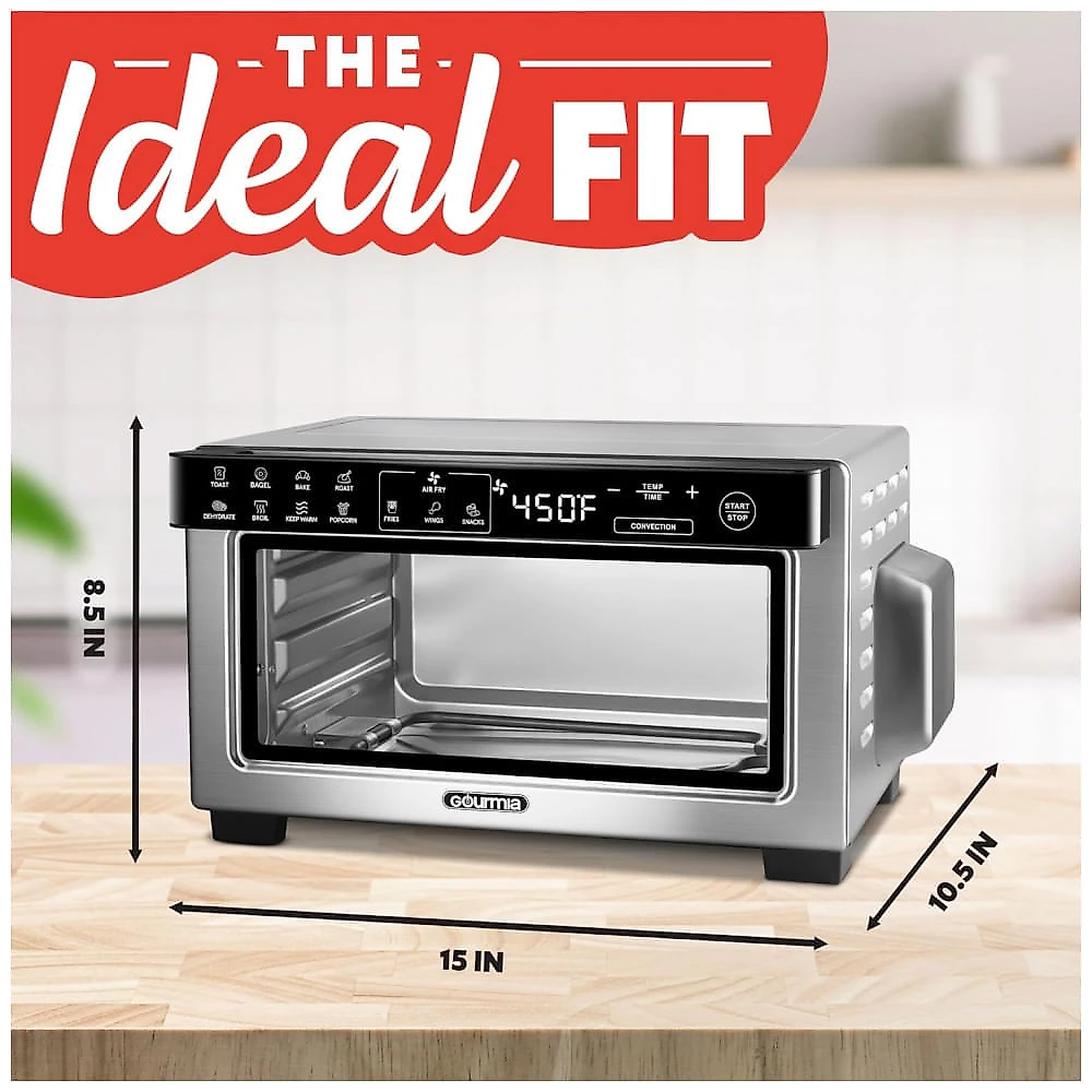 Forno Elétrico Tostador Gourmia Inox Digital Air Fryer 10L Convecção 12 Programas 1000W 110V