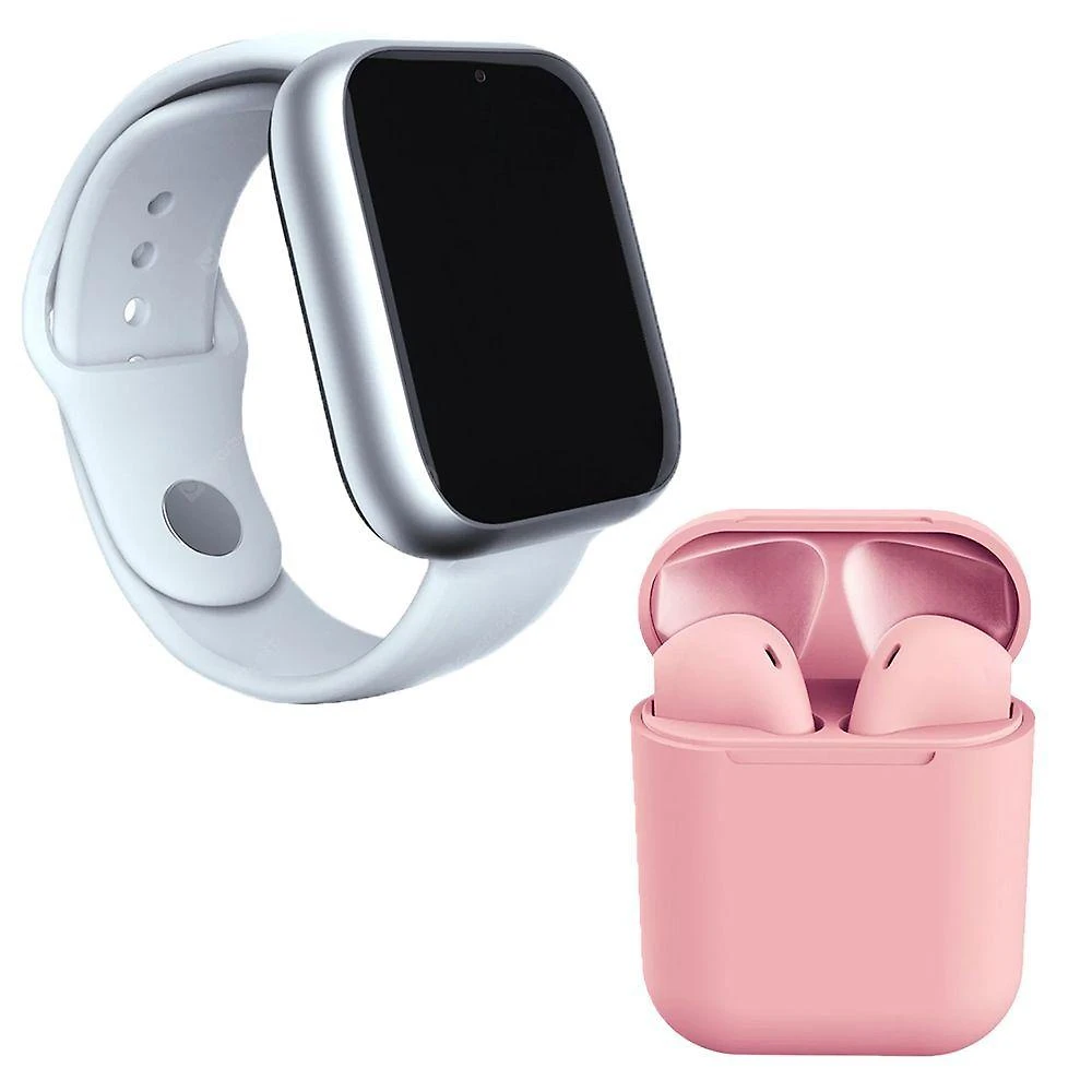 Kit 1 Smartwatch A1 Pro Plus Branco + 1 Fone BT Rosa