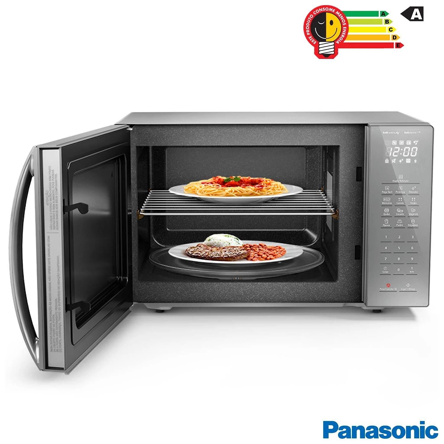 Micro-ondas de Mesa Panasonic com 34 Litros de Capacidade Inox - NN-ST67LSRUN 110
