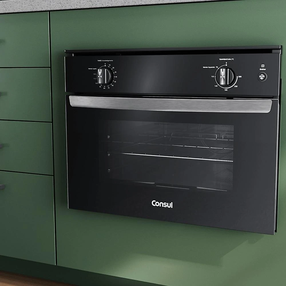 Forno de Embutir Elétrico Consul COB47BE 47 Litros com Timer e Função Gratinar, Preto - 220 Volts