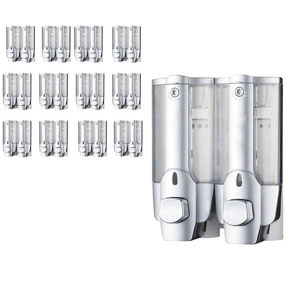 Dispenser Duplo Gel Sabonete Liquido Shampoo12 Unidades Banheiro Parede Restaurante Hotel