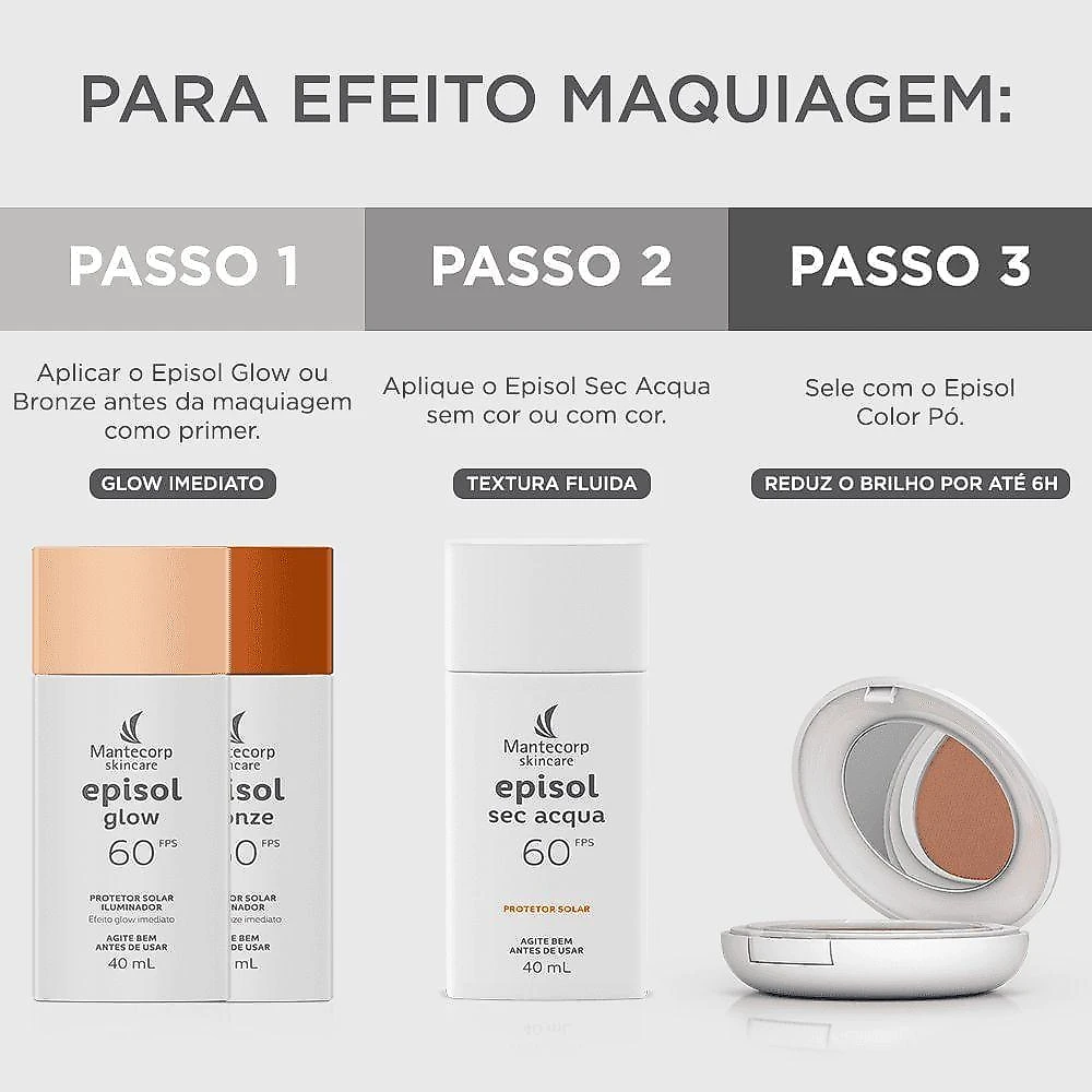 Protetor solar iluminador mantecorp skincare episol fps60 40ml bronze