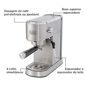 Cafeteira Espresso Black+Decker CEA1200G Gourmand Gris 1200W Multifunções Inox 110V