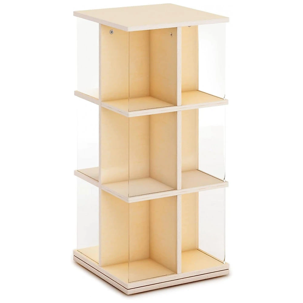Guidecraft EdQ Estante Giratória Infantil em Madeira Natural - Organizador Montessori 360° para Livros e Brinquedos