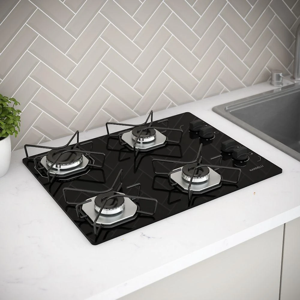 Cooktop a Gás Nardelli Ori 4 Bocas Vidro Temperado Preto Bivolt