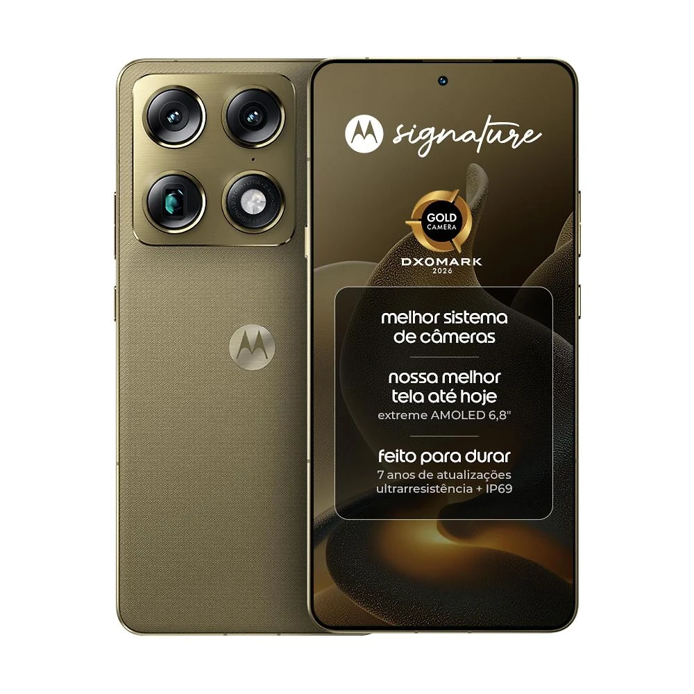 Smartphone motorola signature 6.8” 512gb 5g 165hz câmera tripla 50mp - Verde