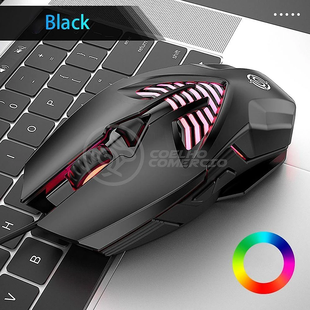Mouse Gamer 4 Botões Com Fio Rgb 7 Cores Macro Ergonômico Q1